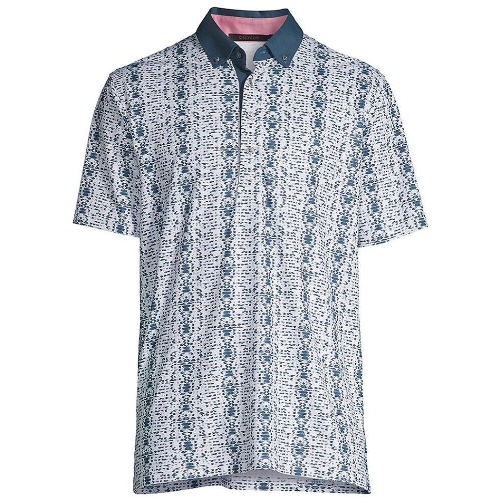 Greyson Men's Burned Arrows Button-Down Knit Polo Shirt - Storm - Size XL